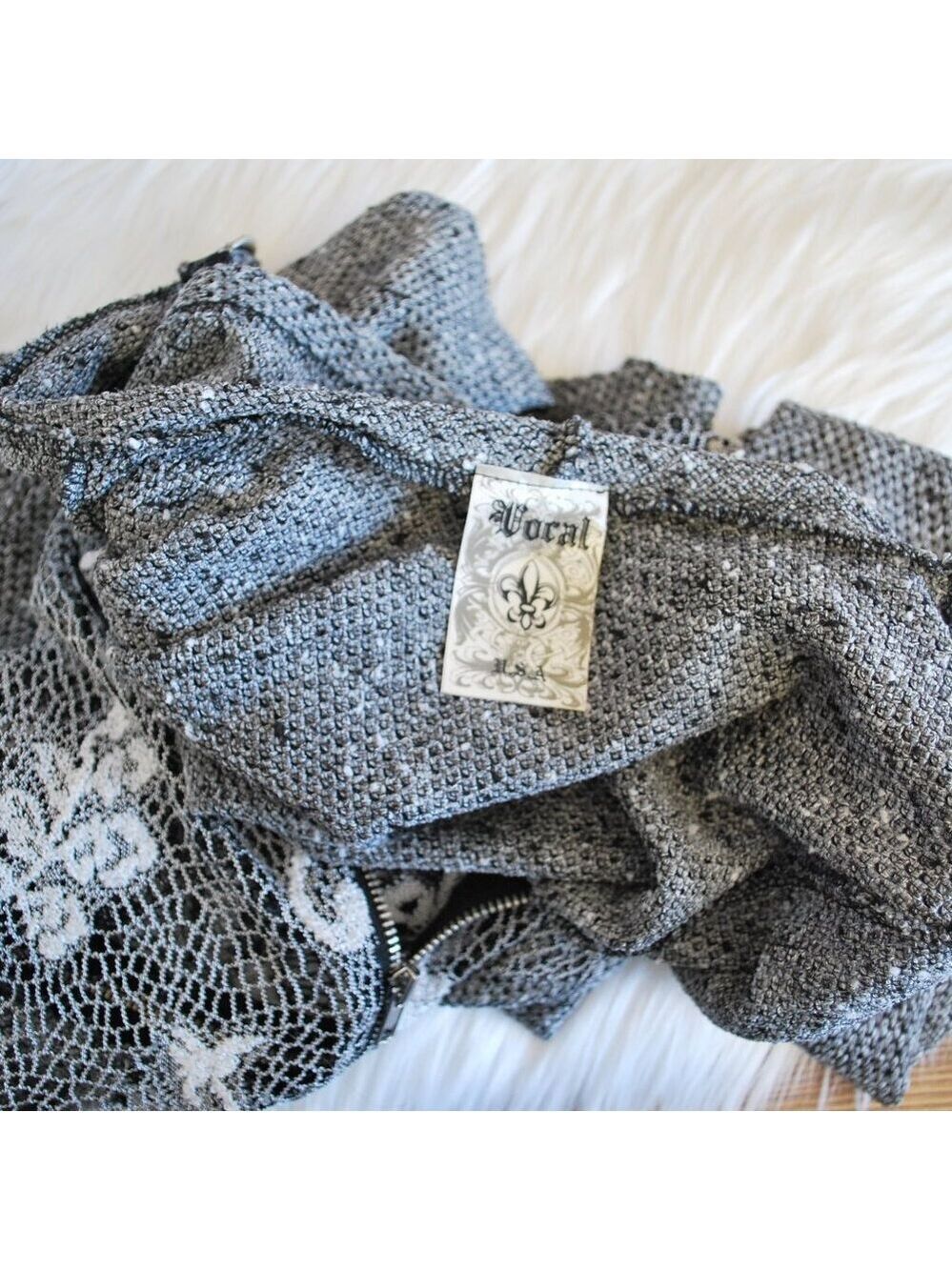 Vocal Lace Zip Cardigan Knit Hoodie Jacket S - Picture 6 of 7
